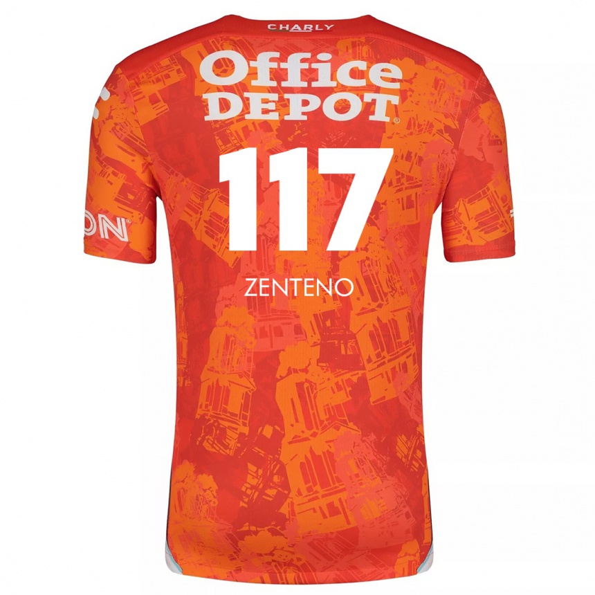 Kids Football Gustavo Zenteno #117 Orange White Away Jersey 2024/25 T-Shirt Nz