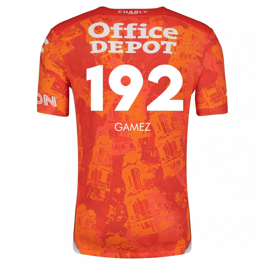 Kids Football Jonathan Gámez #192 Orange White Away Jersey 2024/25 T-Shirt Nz