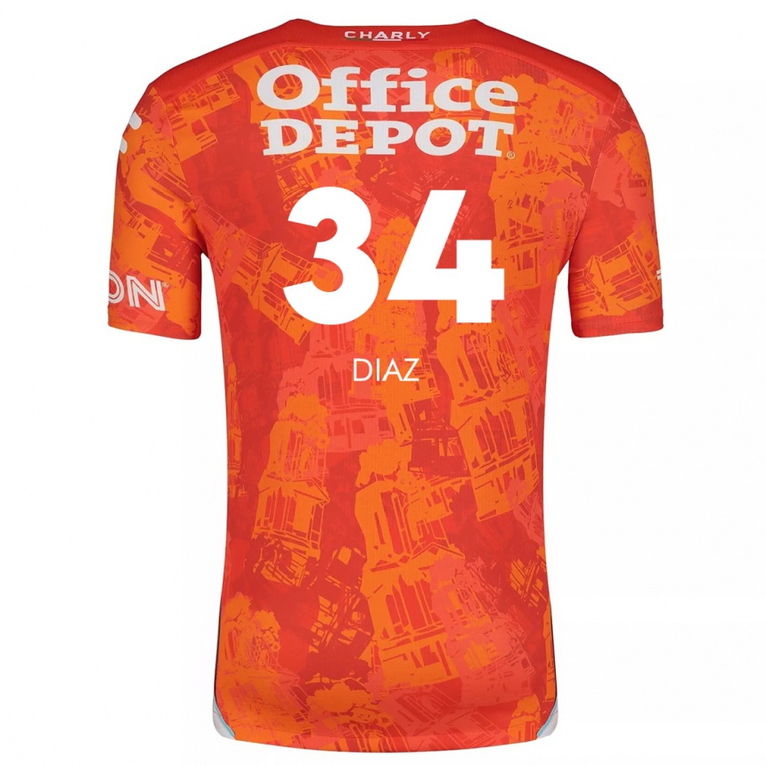 Kids Football Karen Díaz #34 Orange White Away Jersey 2024/25 T-Shirt Nz