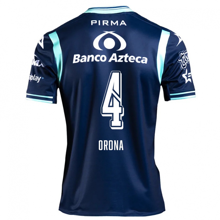 Kids Football Efraín Orona #4 Navy Blue Away Jersey 2024/25 T-Shirt Nz