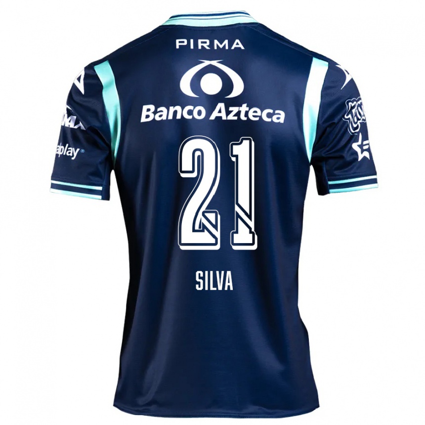 Kids Football Gastón Silva #21 Navy Blue Away Jersey 2024/25 T-Shirt Nz