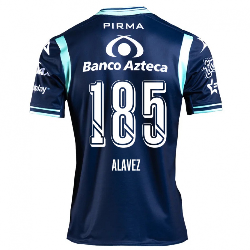 Kids Football Brian Alavez #185 Navy Blue Away Jersey 2024/25 T-Shirt Nz