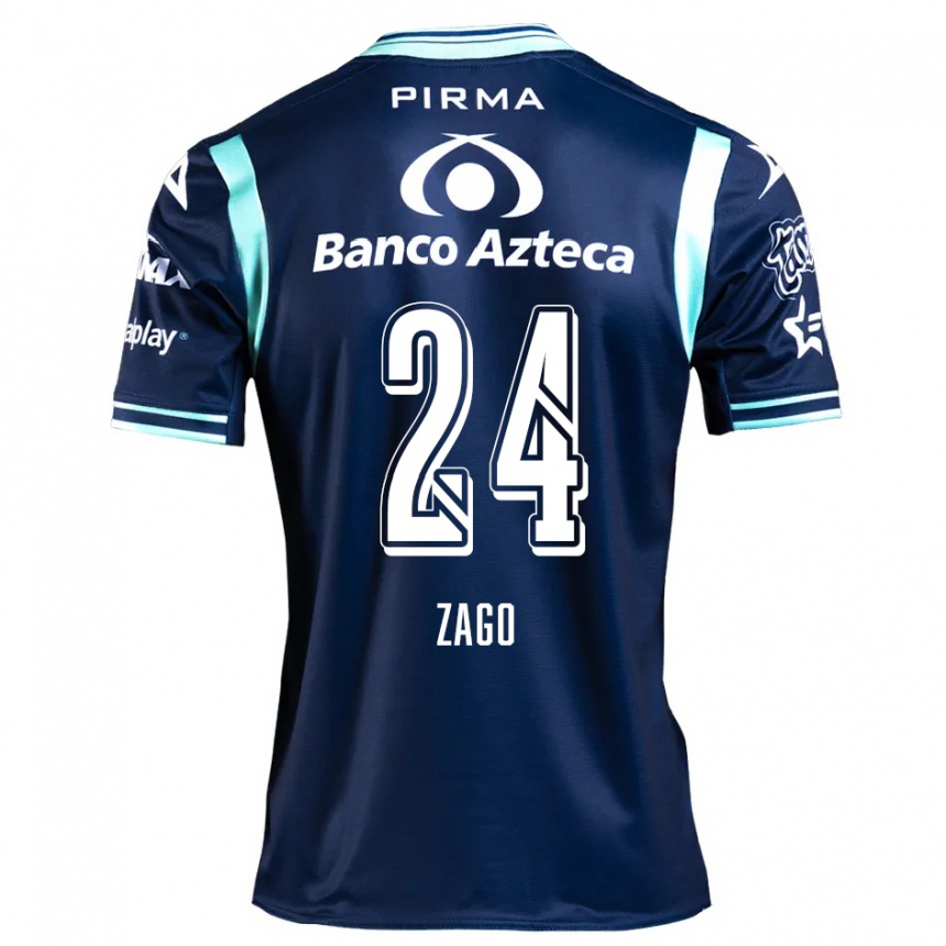 Kids Football Diego Zago #24 Navy Blue Away Jersey 2024/25 T-Shirt Nz