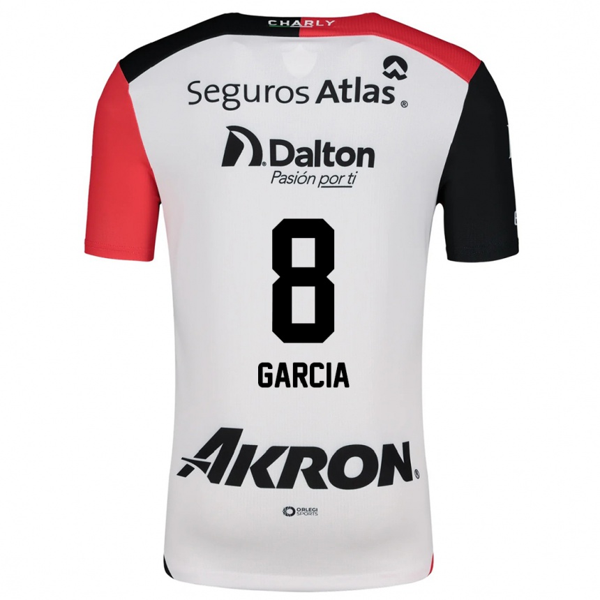 Kids Football Mateo García #8 White Red Black Away Jersey 2024/25 T-Shirt Nz