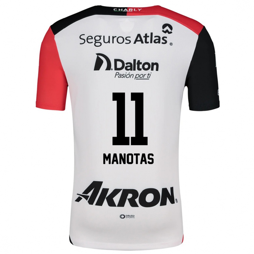 Kids Football Mauro Manotas #11 White Red Black Away Jersey 2024/25 T-Shirt Nz