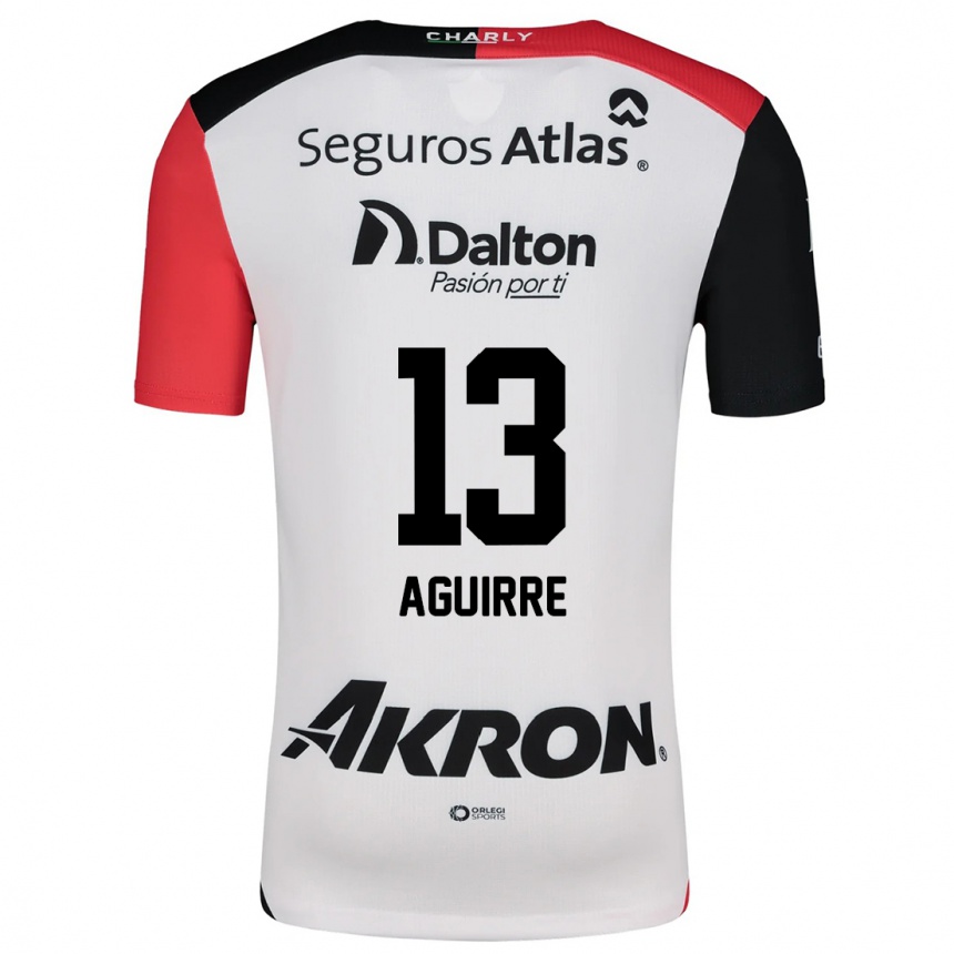 Kids Football Gaddi Aguirre #13 White Red Black Away Jersey 2024/25 T-Shirt Nz