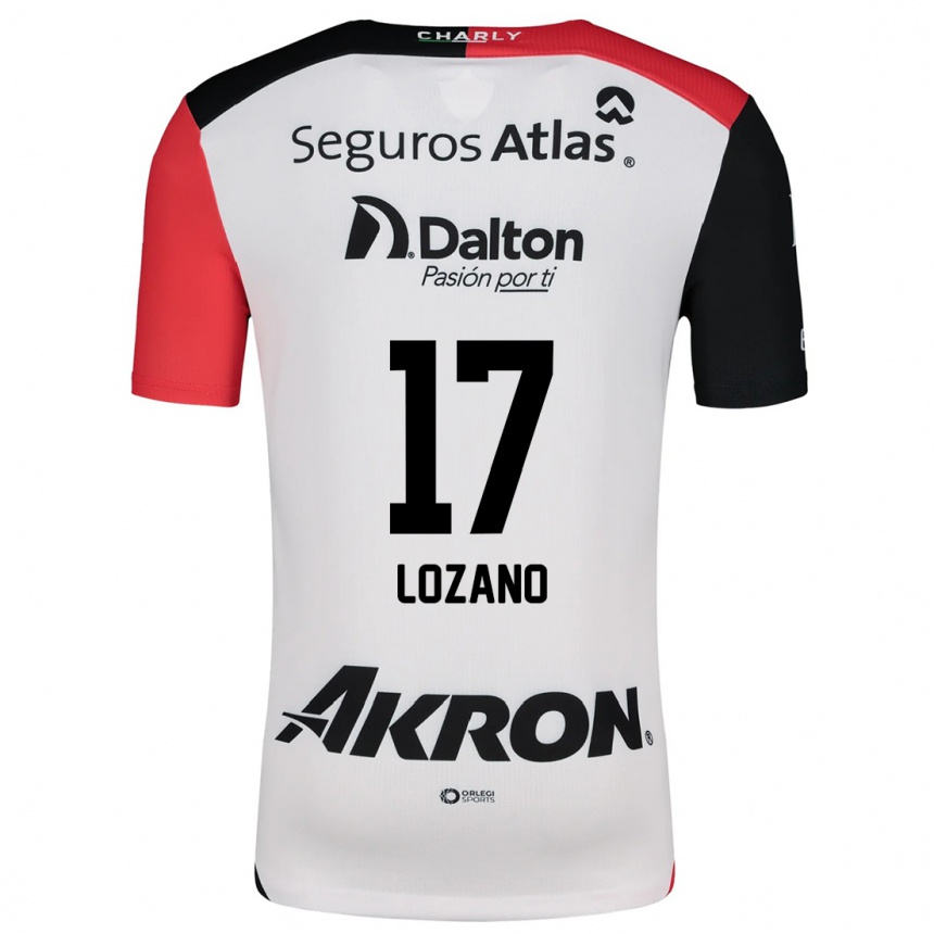 Kids Football José Lozano #17 White Red Black Away Jersey 2024/25 T-Shirt Nz