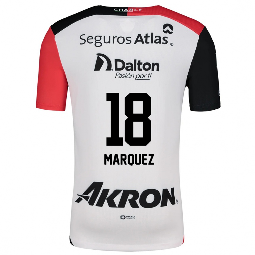 Kids Football Jeremy Márquez #18 White Red Black Away Jersey 2024/25 T-Shirt Nz