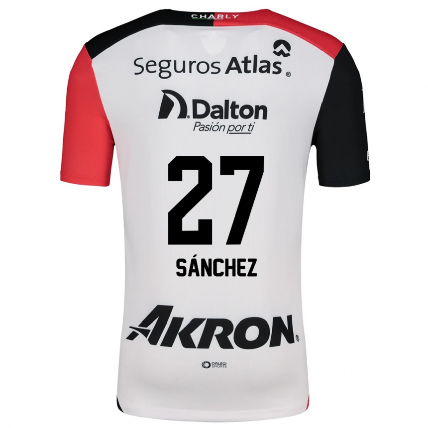 Kids Football Antonio Sánchez #27 White Red Black Away Jersey 2024/25 T-Shirt Nz