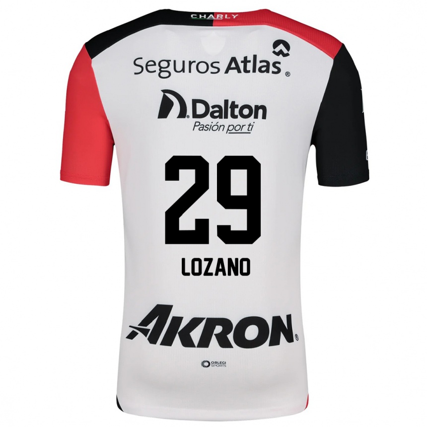 Kids Football Brian Lozano #29 White Red Black Away Jersey 2024/25 T-Shirt Nz