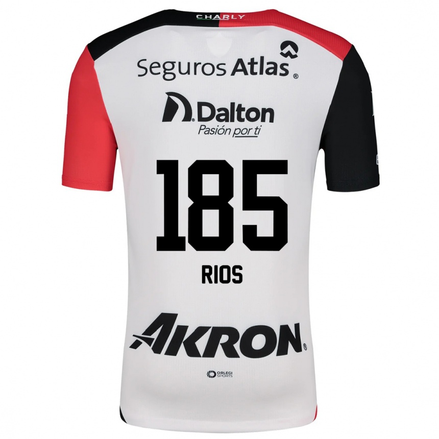 Kids Football Víctor Ríos #185 White Red Black Away Jersey 2024/25 T-Shirt Nz