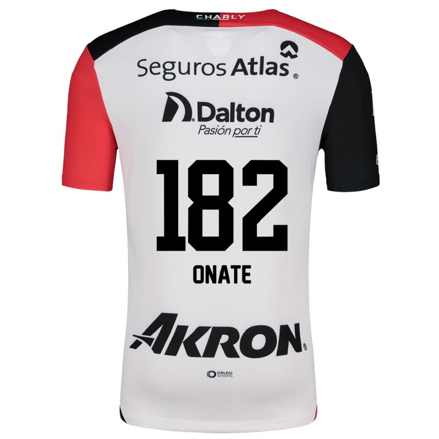 Kids Football Axel Oñate #182 White Red Black Away Jersey 2024/25 T-Shirt Nz