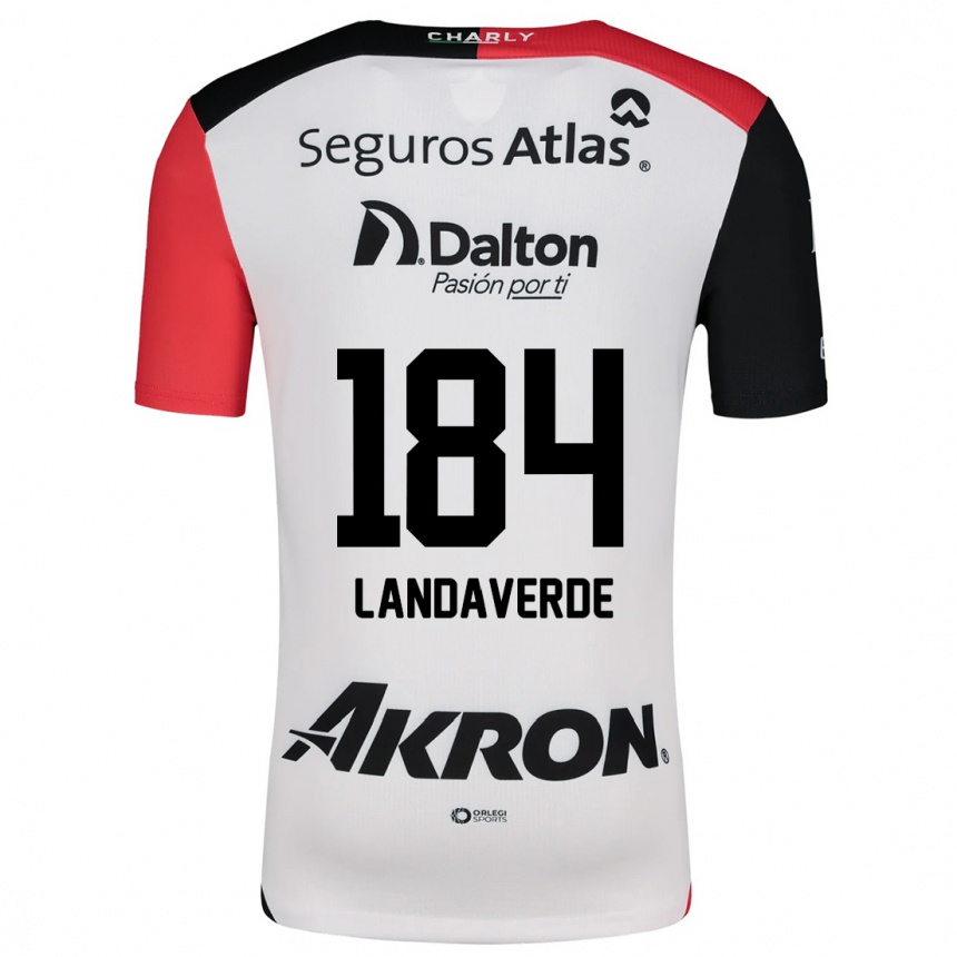 Kids Football Antero Landaverde #184 White Red Black Away Jersey 2024/25 T-Shirt Nz