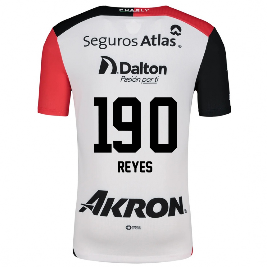 Kids Football Óscar Reyes #190 White Red Black Away Jersey 2024/25 T-Shirt Nz