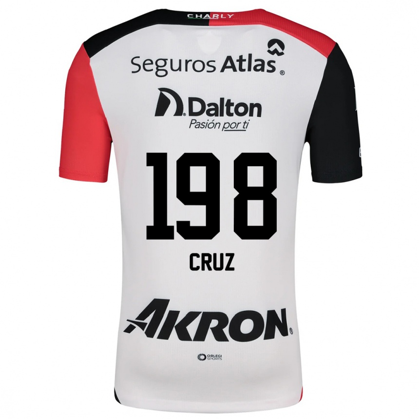 Kids Football Carlos Cruz #198 White Red Black Away Jersey 2024/25 T-Shirt Nz