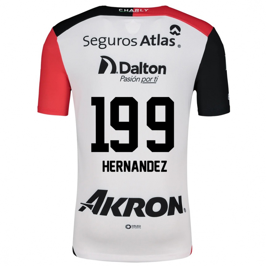 Kids Football Sergio Hernández #199 White Red Black Away Jersey 2024/25 T-Shirt Nz