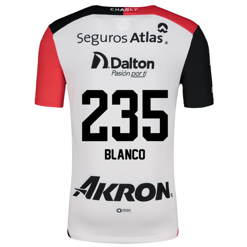 Kids Football Luis Blanco #235 White Red Black Away Jersey 2024/25 T-Shirt Nz