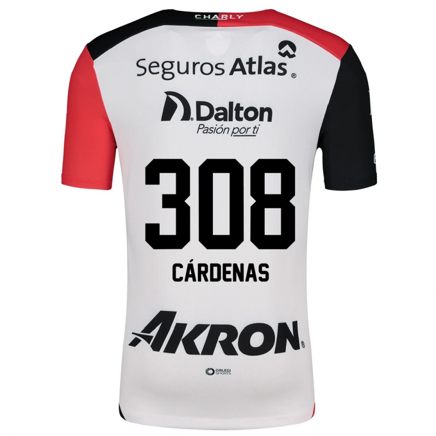 Kids Football Rodrigo Cárdenas #308 White Red Black Away Jersey 2024/25 T-Shirt Nz