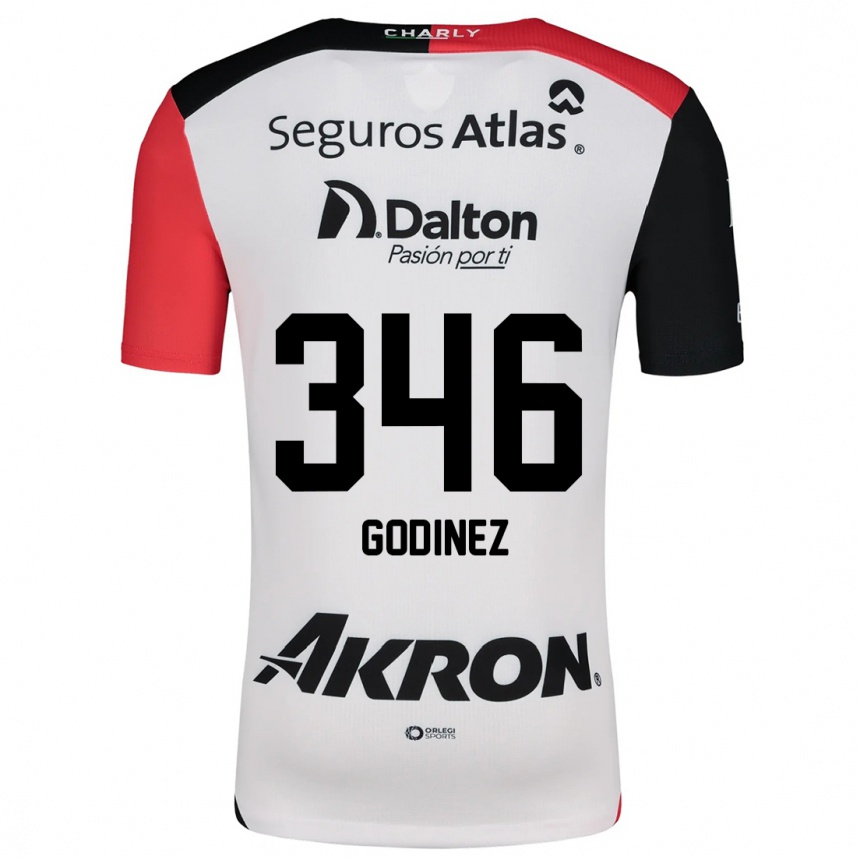 Kids Football Olmo Godínez #346 White Red Black Away Jersey 2024/25 T-Shirt Nz