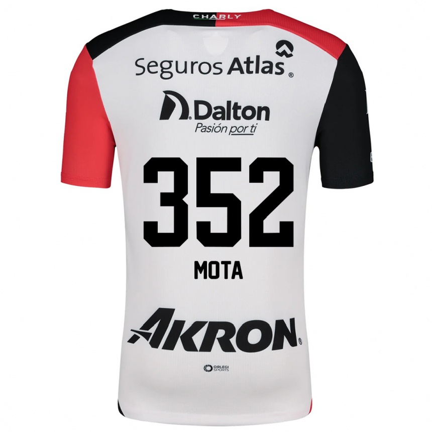 Kids Football Noé Mota #352 White Red Black Away Jersey 2024/25 T-Shirt Nz