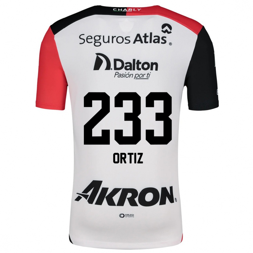 Kids Football Brandon Ortiz #233 White Red Black Away Jersey 2024/25 T-Shirt Nz