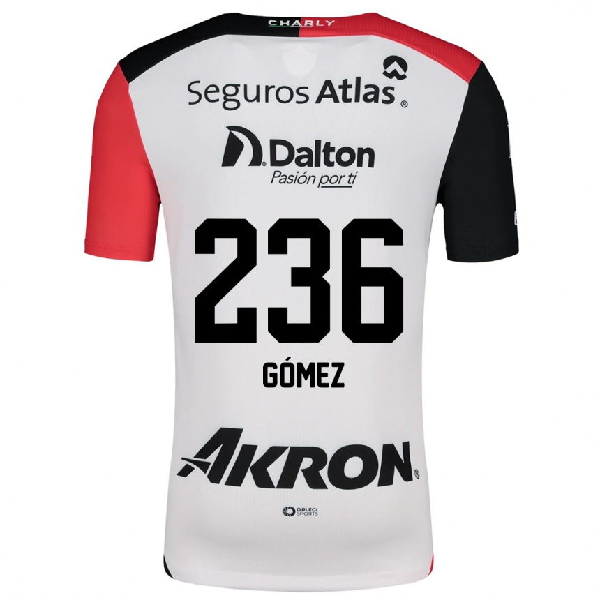 Kids Football José Gómez #236 White Red Black Away Jersey 2024/25 T-Shirt Nz