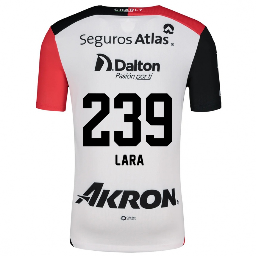 Kids Football Guadalupe Lara #239 White Red Black Away Jersey 2024/25 T-Shirt Nz