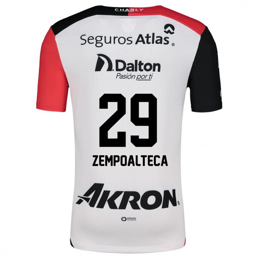 Kids Football Karla Zempoalteca #29 White Red Black Away Jersey 2024/25 T-Shirt Nz