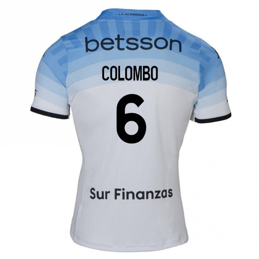 Kids Football Nazareno Colombo #6 White Blue Black Away Jersey 2024/25 T-Shirt Nz