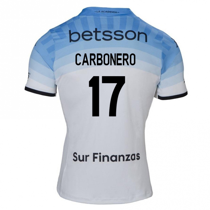 Kids Football Johan Carbonero #17 White Blue Black Away Jersey 2024/25 T-Shirt Nz