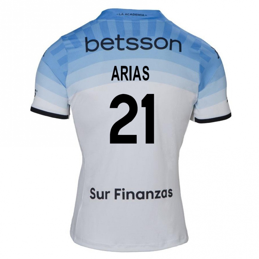 Kids Football Gabriel Arias #21 White Blue Black Away Jersey 2024/25 T-Shirt Nz