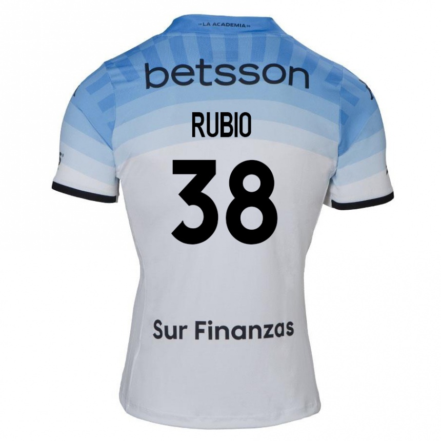 Kids Football Tobías Rubio #38 White Blue Black Away Jersey 2024/25 T-Shirt Nz