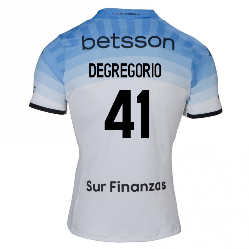 Kids Football Ramiro Degregorio #41 White Blue Black Away Jersey 2024/25 T-Shirt Nz