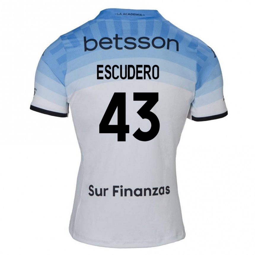 Kids Football Gonzalo Escudero #43 White Blue Black Away Jersey 2024/25 T-Shirt Nz