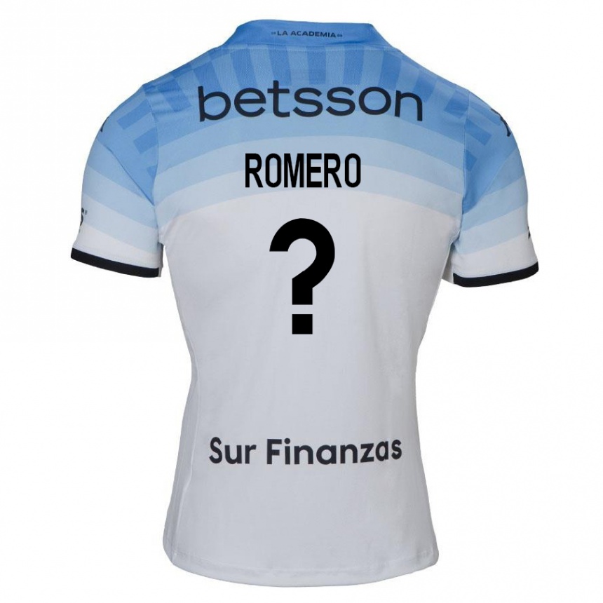 Kids Football Benicio Romero #0 White Blue Black Away Jersey 2024/25 T-Shirt Nz