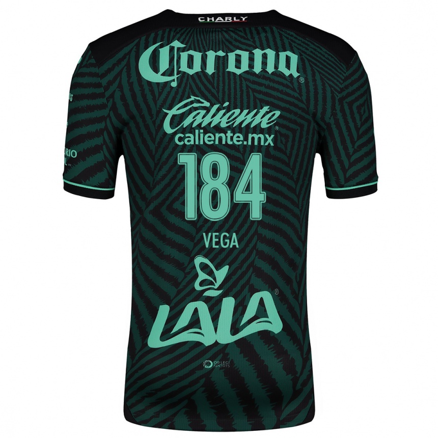 Kids Football Luis Vega #184 Black Green Away Jersey 2024/25 T-Shirt Nz