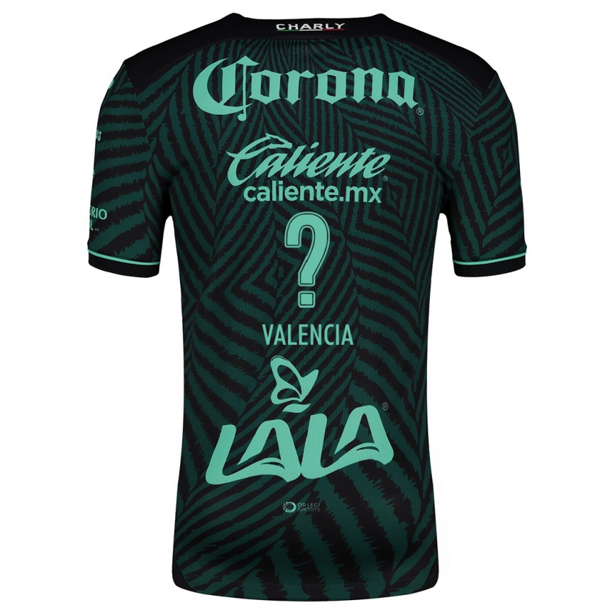 Kids Football Álex Valencia #0 Black Green Away Jersey 2024/25 T-Shirt Nz