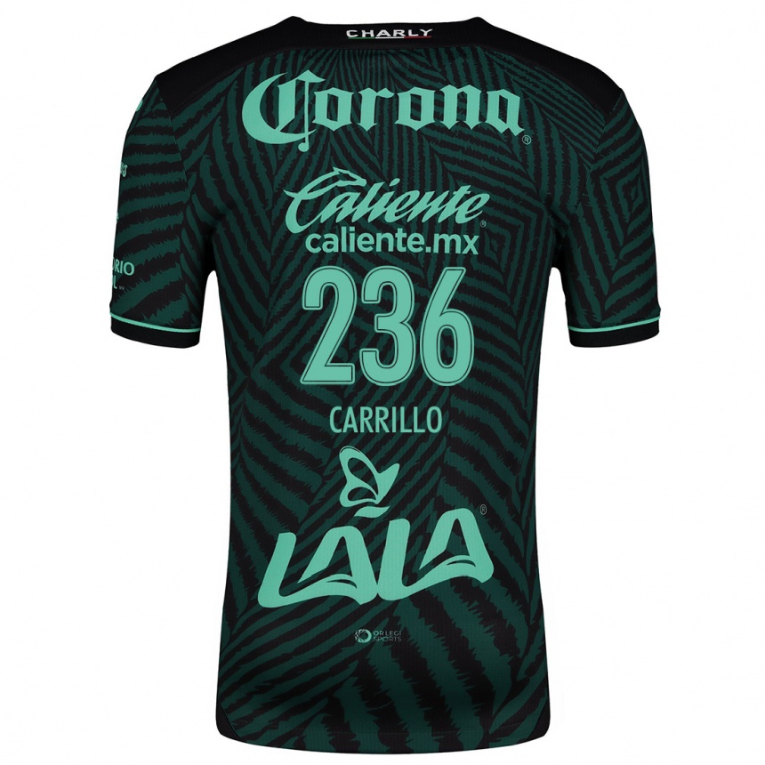 Kids Football Fernando Carrillo #236 Black Green Away Jersey 2024/25 T-Shirt Nz