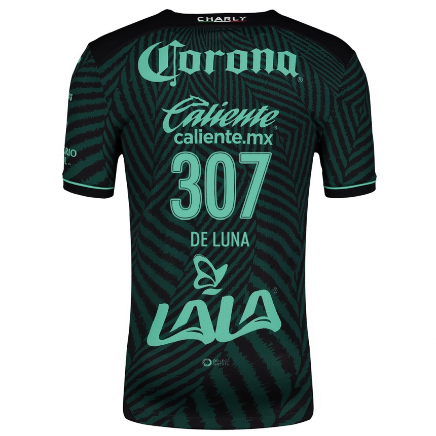 Kids Football Eduardo De Luna #307 Black Green Away Jersey 2024/25 T-Shirt Nz