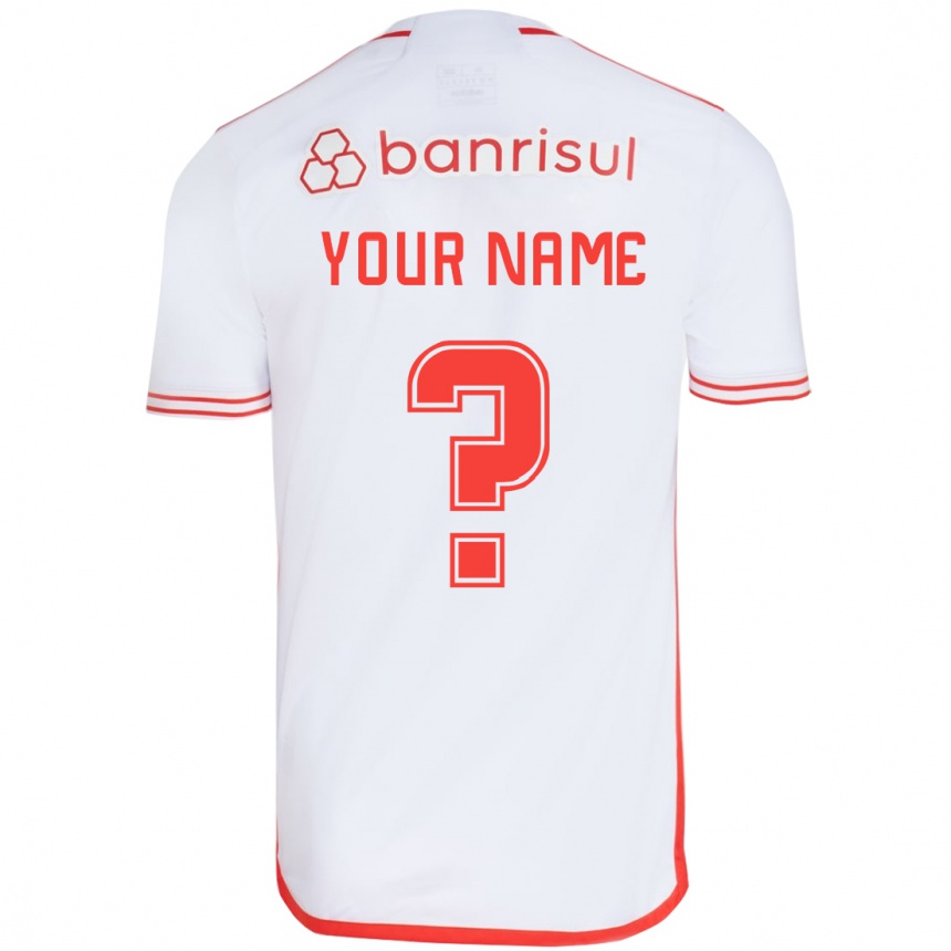 Kids Football Your Name #0 White Red Away Jersey 2024/25 T-Shirt Nz