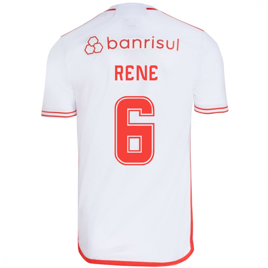 Kids Football Renê #6 White Red Away Jersey 2024/25 T-Shirt Nz