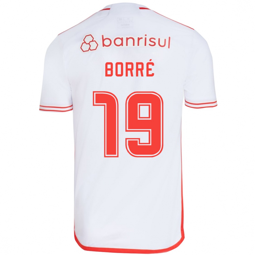 Kids Football Rafael Borré #19 White Red Away Jersey 2024/25 T-Shirt Nz