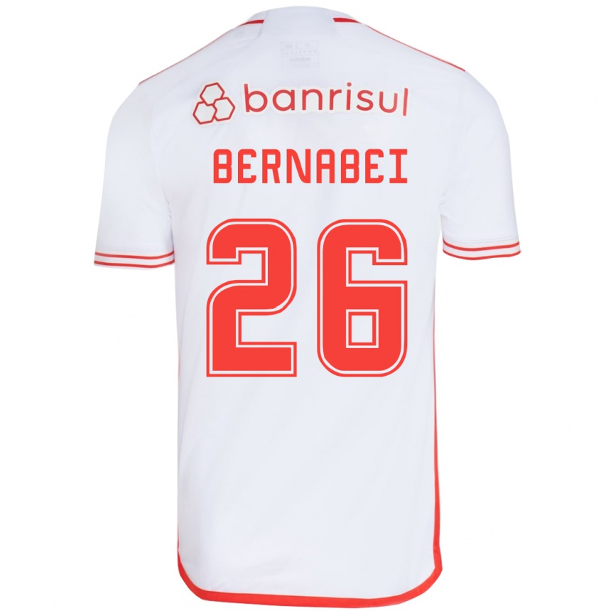 Kids Football Alexandro Bernabéi #26 White Red Away Jersey 2024/25 T-Shirt Nz