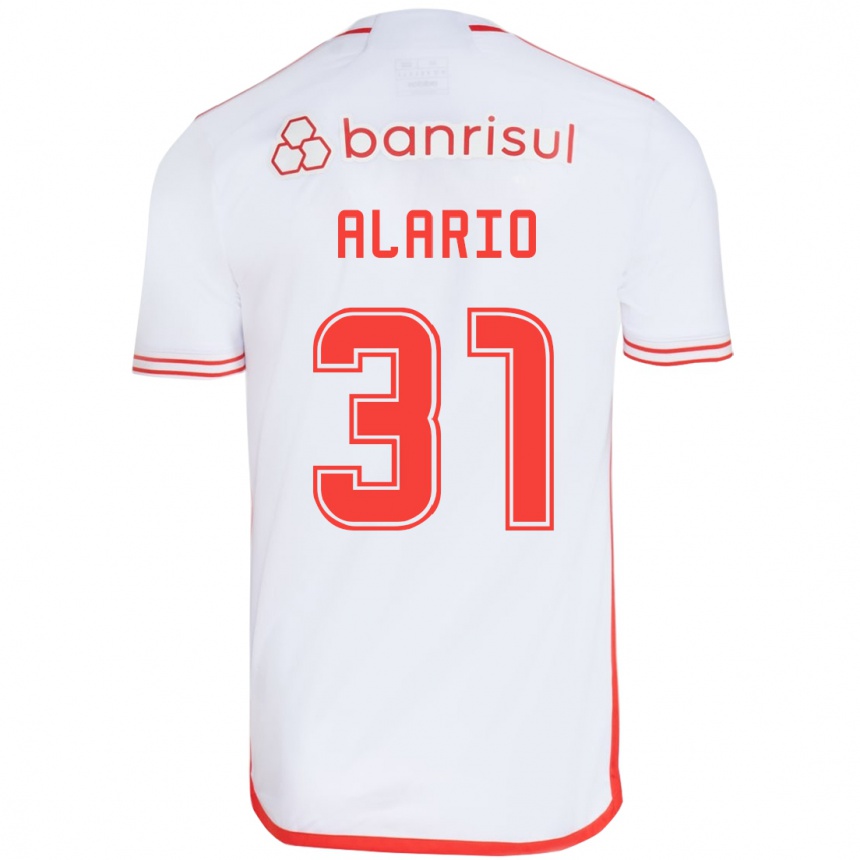 Kids Football Lucas Alario #31 White Red Away Jersey 2024/25 T-Shirt Nz