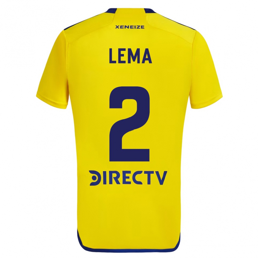 Kids Football Cristian Lema #2 Yellow Blue Away Jersey 2024/25 T-Shirt Nz