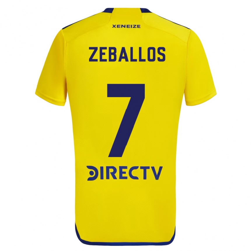 Kids Football Exequiel Zeballos #7 Yellow Blue Away Jersey 2024/25 T-Shirt Nz