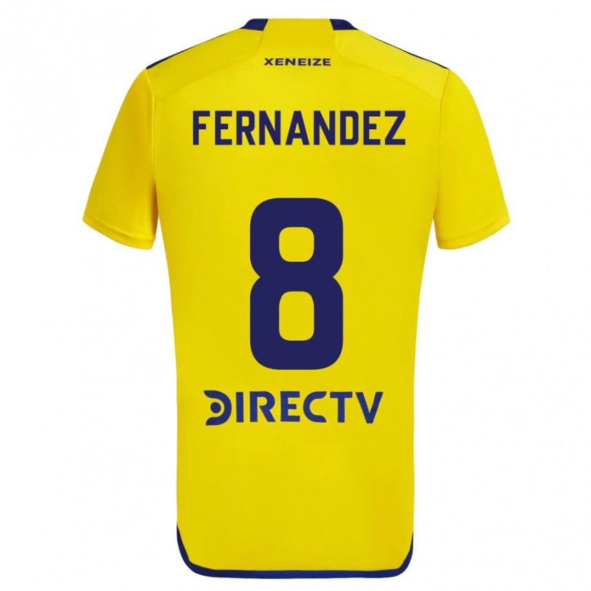 Kids Football Pol Fernández #8 Yellow Blue Away Jersey 2024/25 T-Shirt Nz