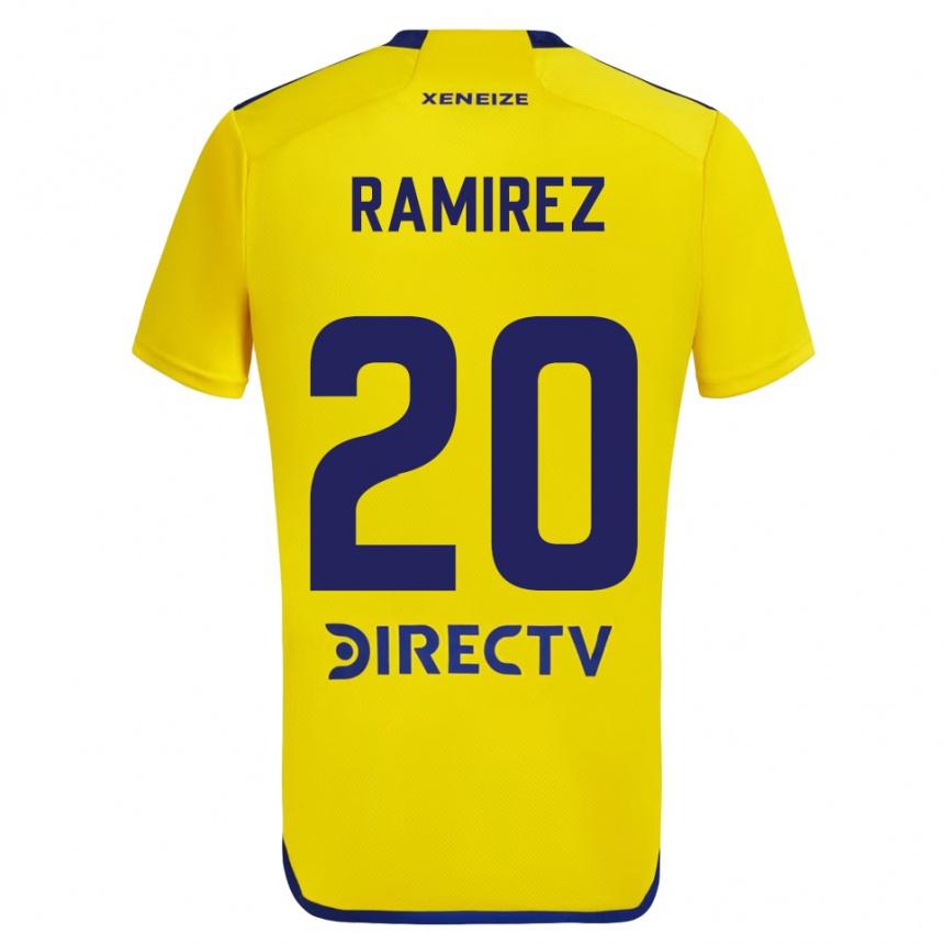 Kids Football Juan Ramírez #20 Yellow Blue Away Jersey 2024/25 T-Shirt Nz