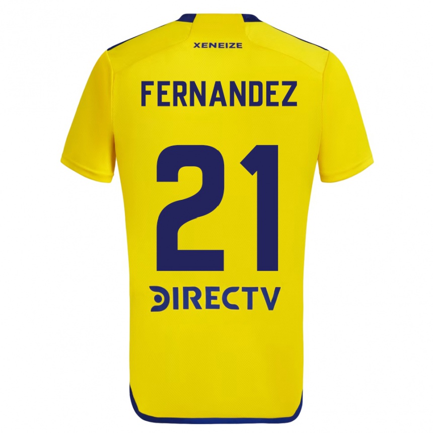 Kids Football Ezequiel Fernández #21 Yellow Blue Away Jersey 2024/25 T-Shirt Nz