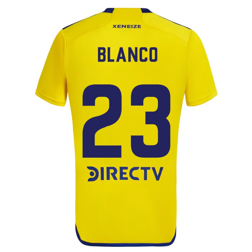 Kids Football Lautaro Blanco #23 Yellow Blue Away Jersey 2024/25 T-Shirt Nz